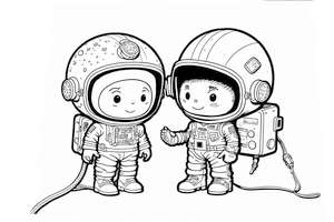 Astronauci w gotowości przed startem kolorowanka dla chłopców
