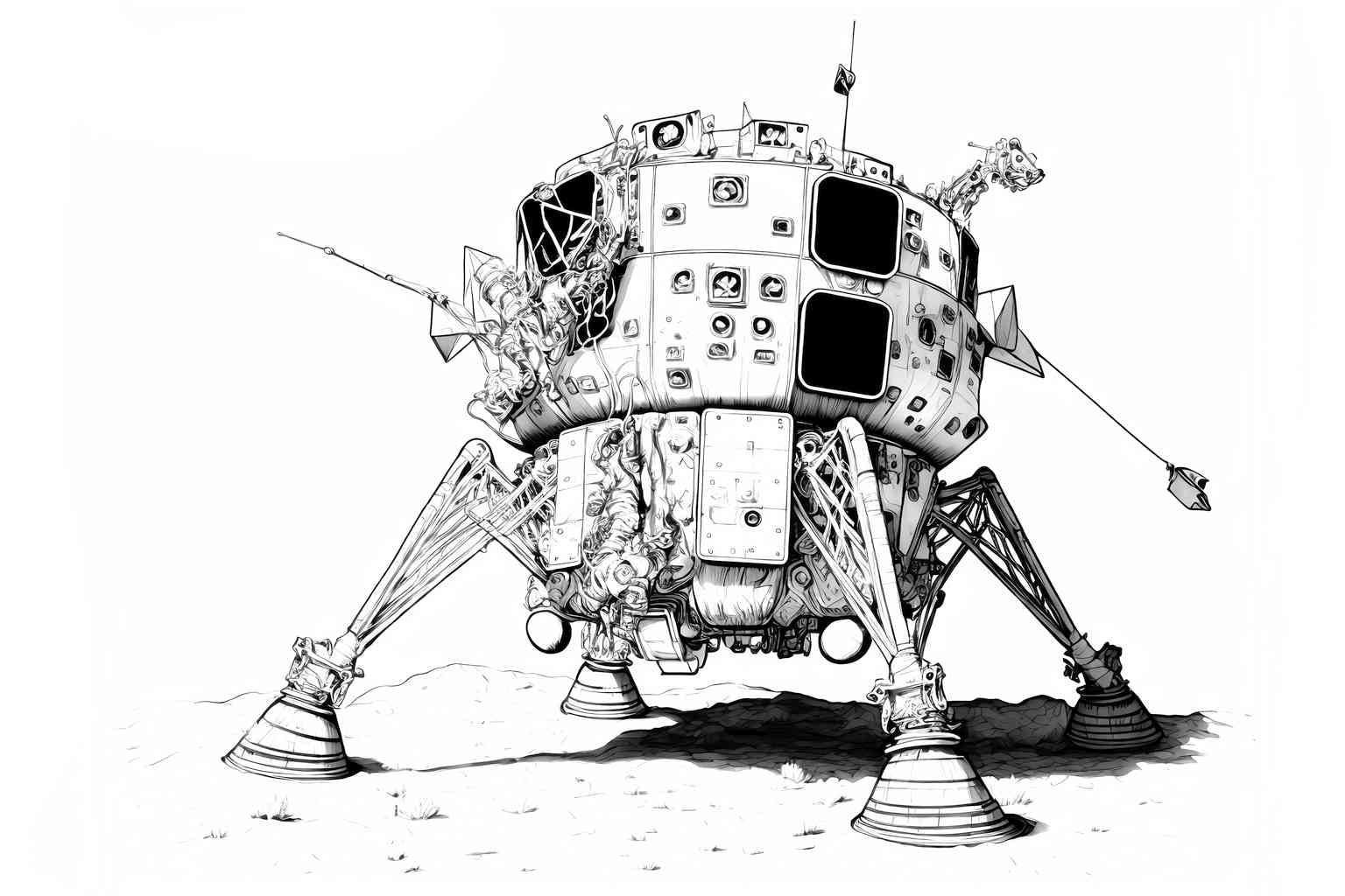 Lądownik księżycowy w powietrzu dla chłopca i dziewczynki