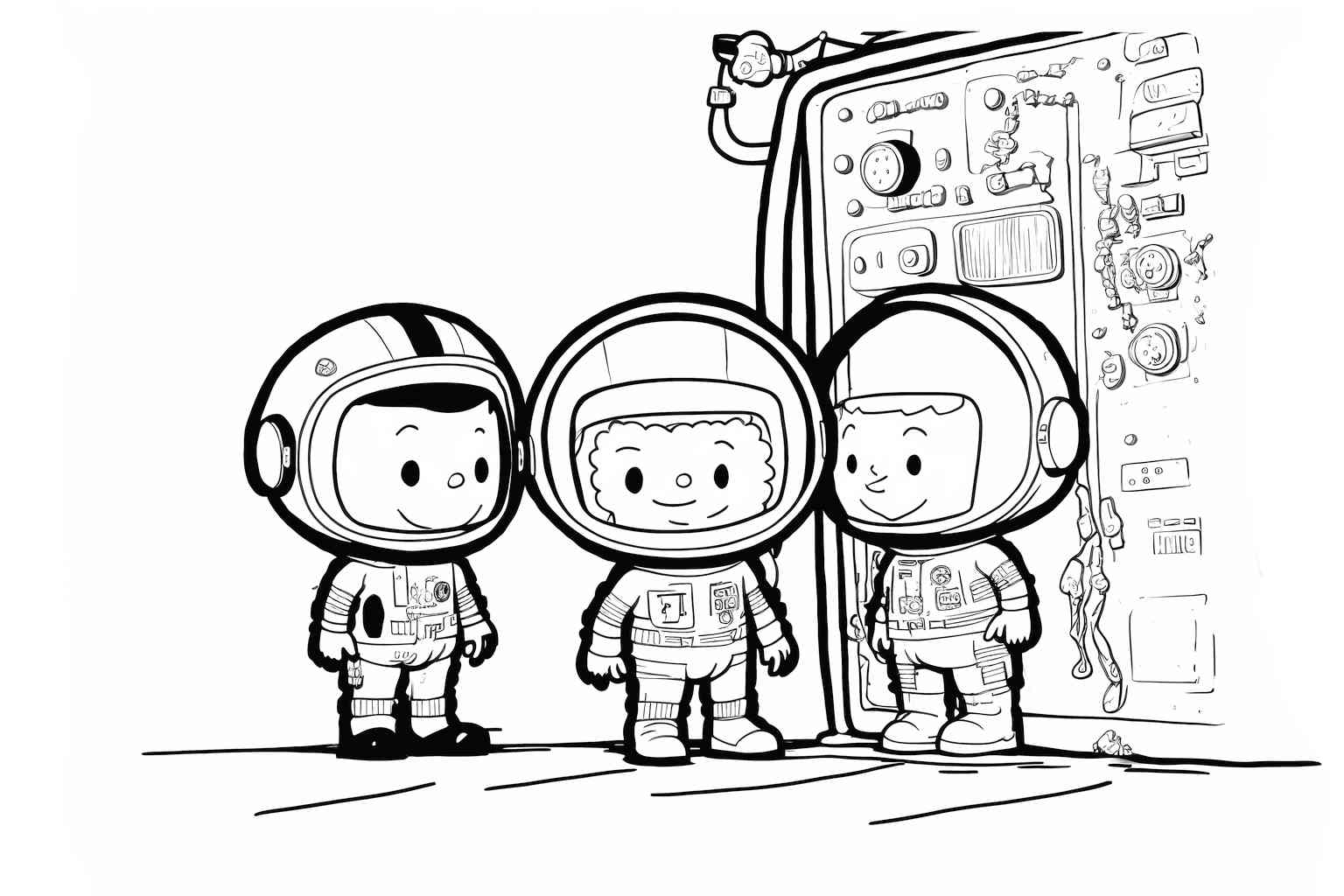 Mali astronauci w kosmosie dla chłopca kolorowanka