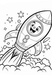 Rakieta kosmiczna z buzią do pokoorowania