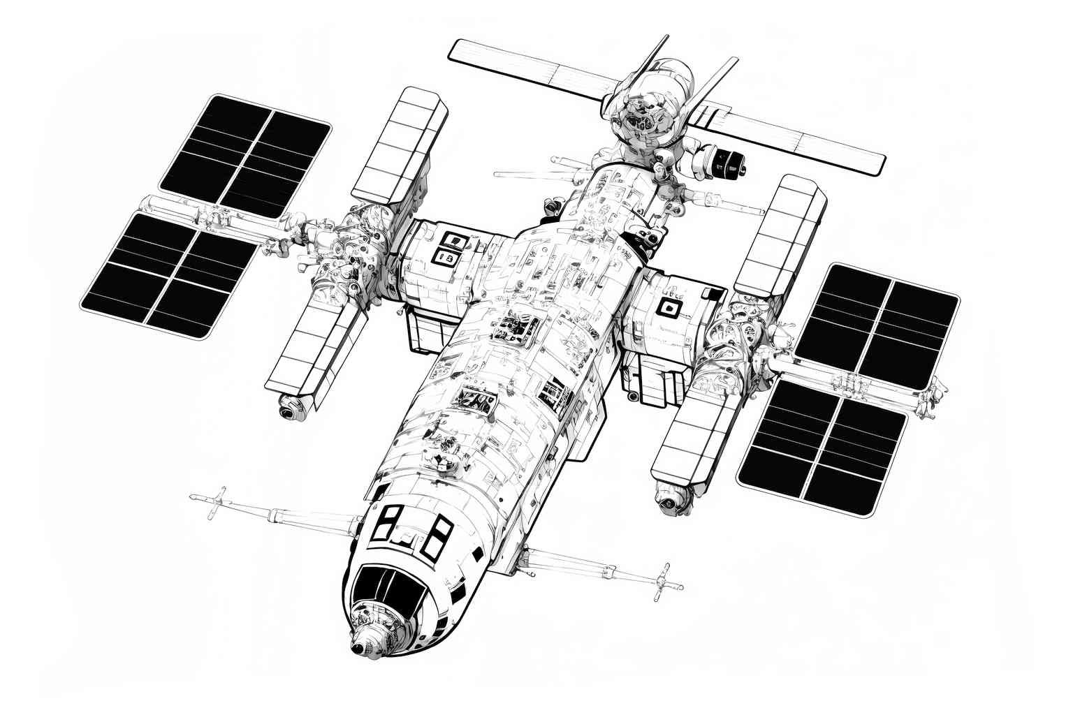 Kolorowanka stacja orbitalna w kosmosie