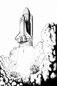 Wahadłowiec NASA startuje w kosmos kolorowanka