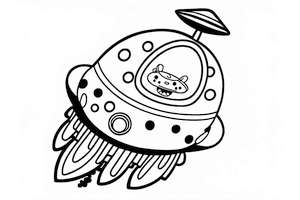 Statek kosmiczny z kosmitą w kolorowance do druku