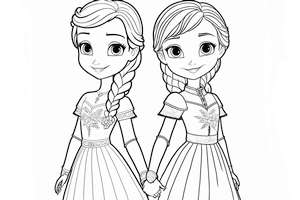 Anna i Elsa dla dzieci do kolorowania
