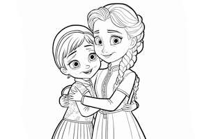 Anna i Elsa w objęciu kolorowanki
