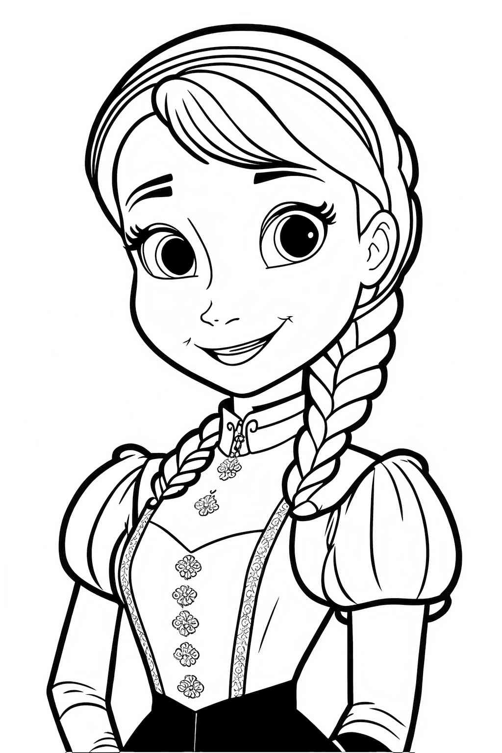 Anna z pięknymi warkoczami do kolorowania