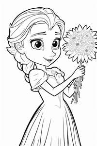 Elsa z kwiatami w kolorowance do druku
