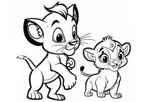 Nala i Simba jako małe lwy do kolorowania
