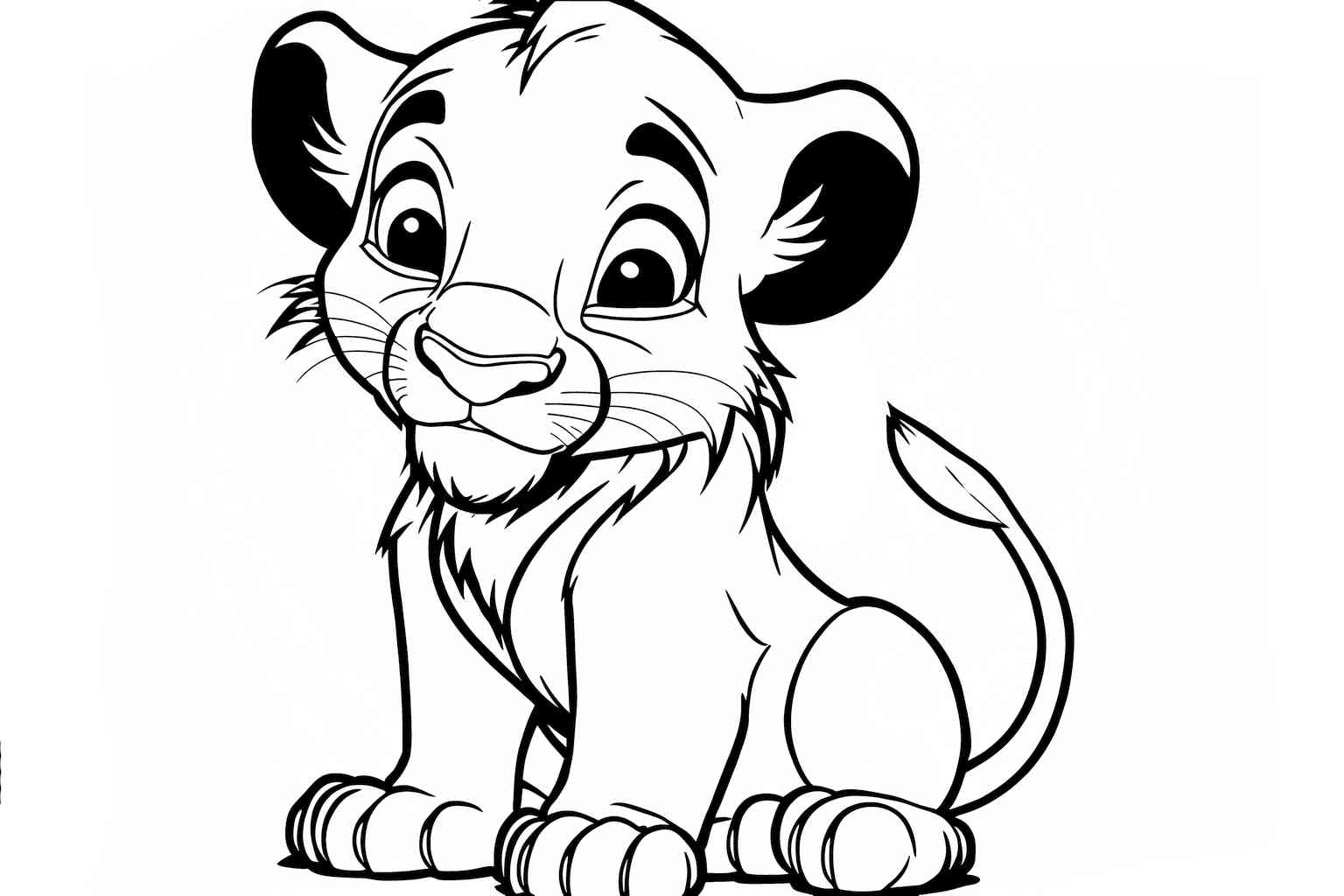 Siedzący Simba do kolorowania
