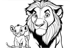 Simba i ojciec do kolorowania dla maluchów