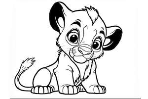 Młody Simba do wydrukowania i malowania