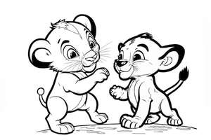 Simba i Nala w klasycznej kolorowance