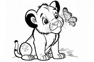 Simba obserwuje motyla w kolorowance