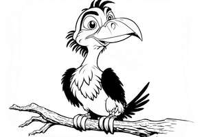 Zazu na gałęzi dla dziecka do kolorowania