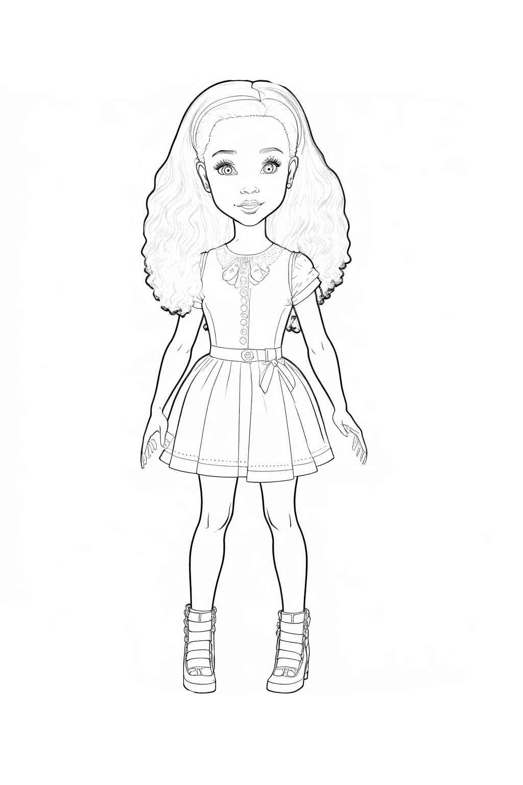 Lalka Barbie stoi do kolorowania