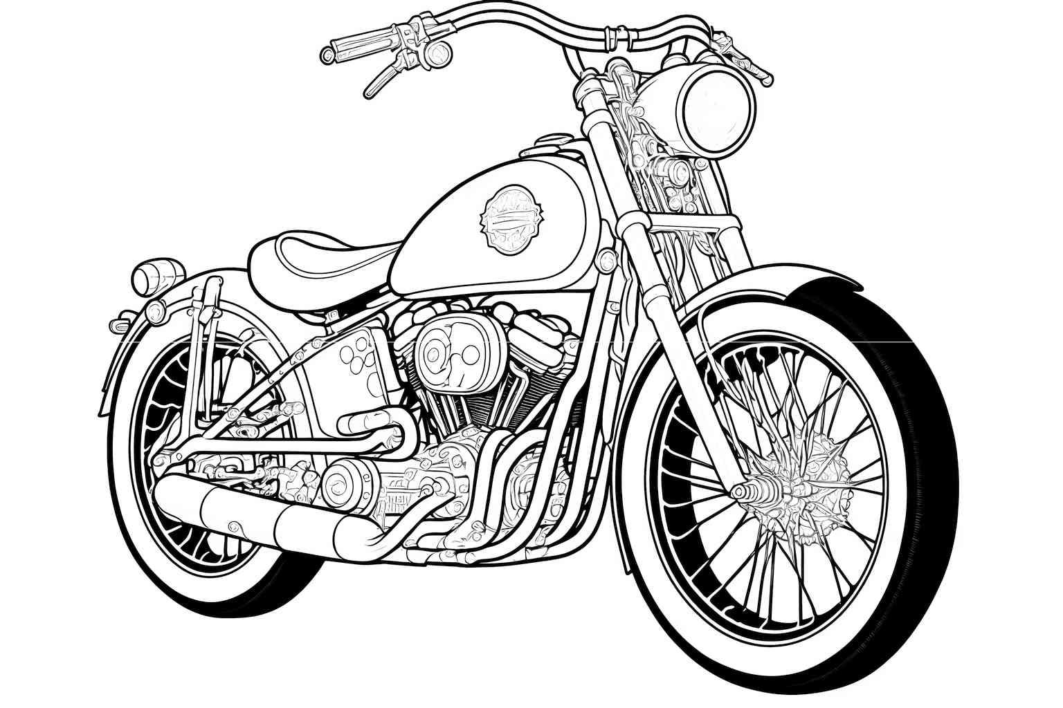 Ten klasyczny motocykl w kolorowance jest idealny do wydruku i zabawy dla dzieci