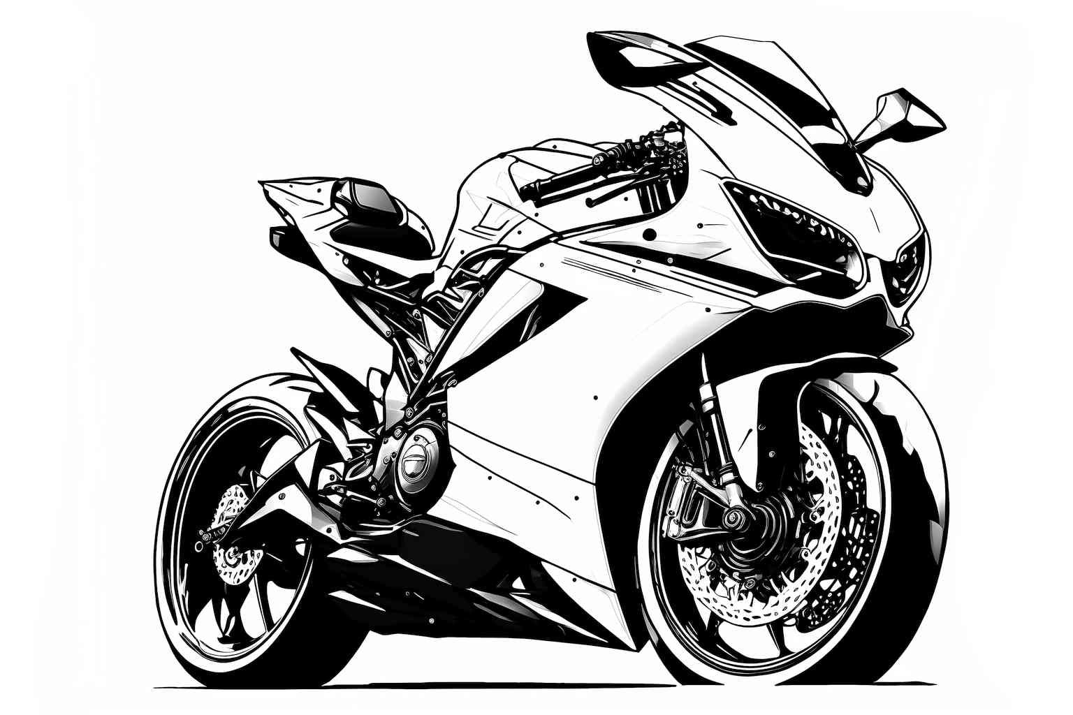 Kolorowanka do druku z motocyklem Kawasaki dla dzieci