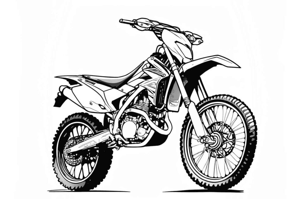 Rysunek motocykla terenowego, do druku - NoweKolorowanki.pl