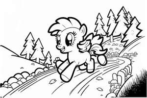 Wypełnij kolorem las pełen kucyków My Little Pony - kolorowanka do druku