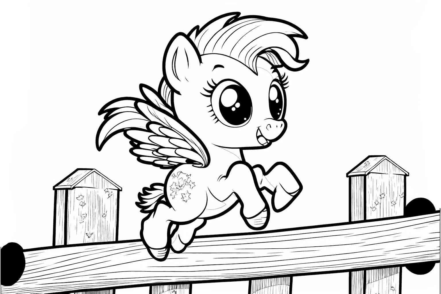 Kolorowanka My Little Pony ze skaczącym kucykiem jest ładna i łatwa do kolorowania dla dziecka