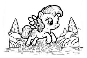 Kolorowanka ze skaczącym kucykiem jest doskonała dla dziecka, by rozwijać kreatywność