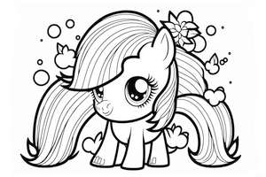 Kolorowanka do wydruku kucyka z kwiatkiem jest świetną zabawą i łatwą