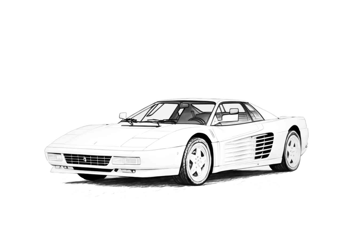 Ferrari w starym stylu dla dziecka do kolorowania
