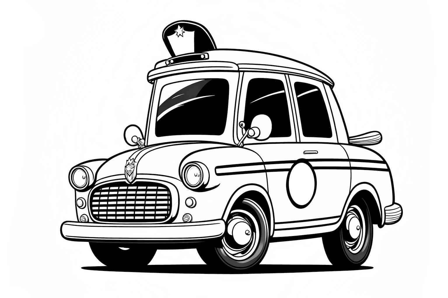 Samochód policyjny z kreskówki do pomalowania