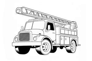 Wóz strażacki z dużą drabiną do kolorowania