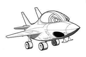 Kolorowanka z samolotem odrzutowym do druku - zabawa i nauka w jednym