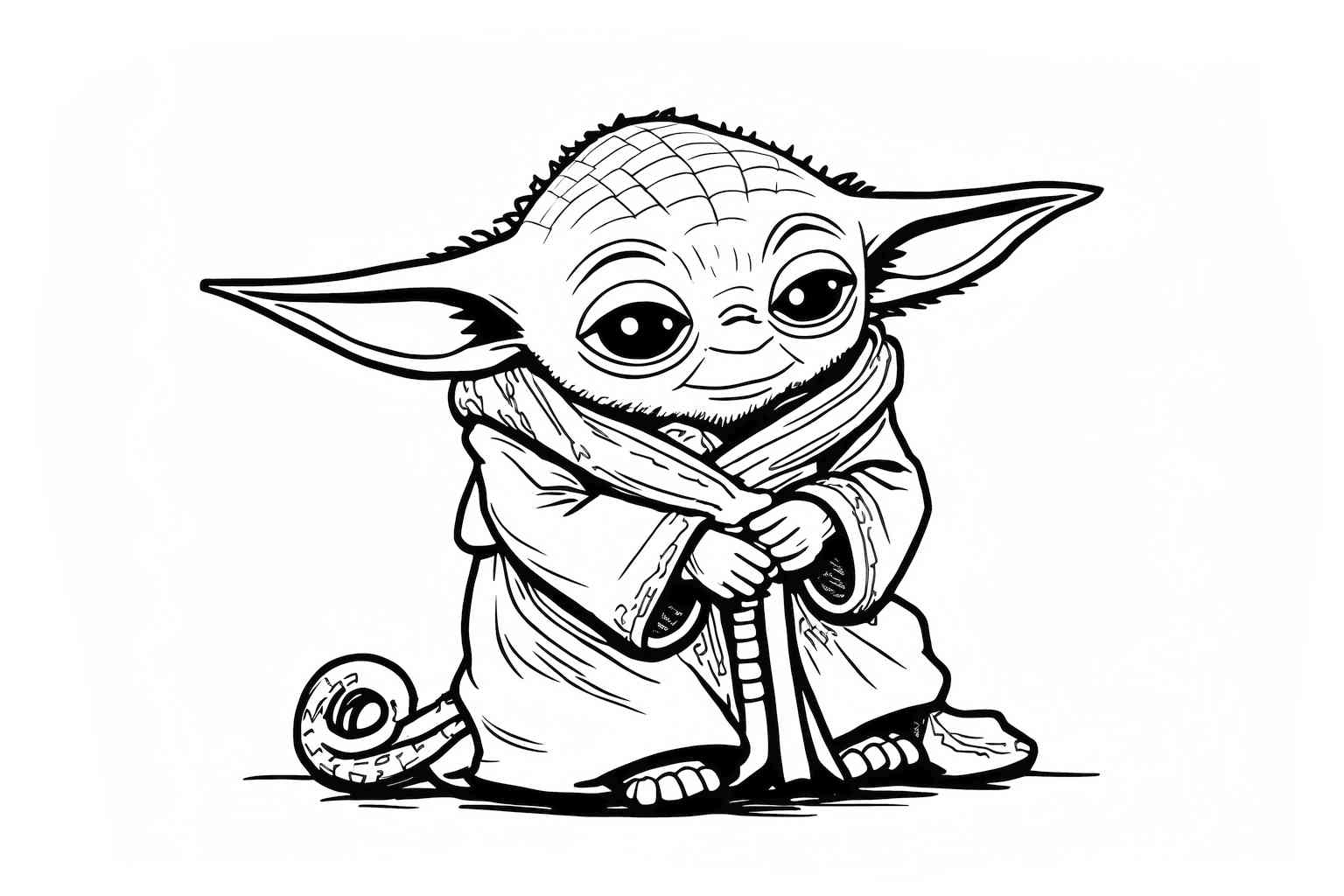 Kolorowanka z Baby Yoda do druku z uniwersum Star Wars
