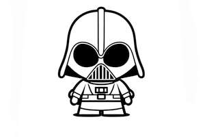 Drukuj i koloruj rysunkowego Darth Vadera z uniwersum Star Wars