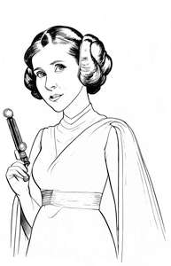 Kolorowanka Star Wars z księżniczką Leią, gotowa do druku