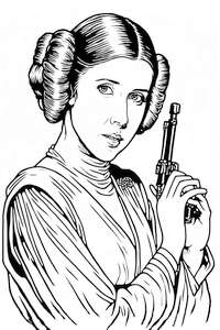Star Wars kolorowanka z Księżniczką Leią i laserem do druku