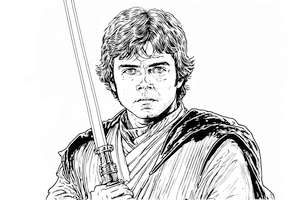 Luke Skywalker z uniwersum Star Wars jako kolorowanka do druku