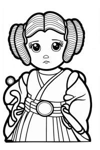 Wydrukuj i pokoloruj małą księżniczkę Leia z filmu Star Wars