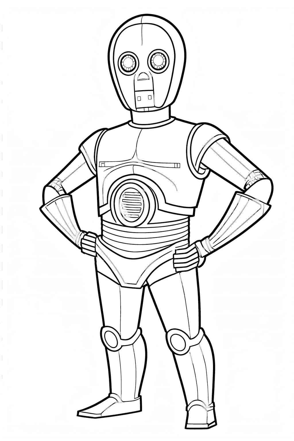 Star Wars kolorowanka do druku z małym C-3PO do kolorowania
