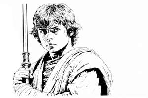 Kolorowanka z młodym Luke Skywalker z sagi Star Wars do druku