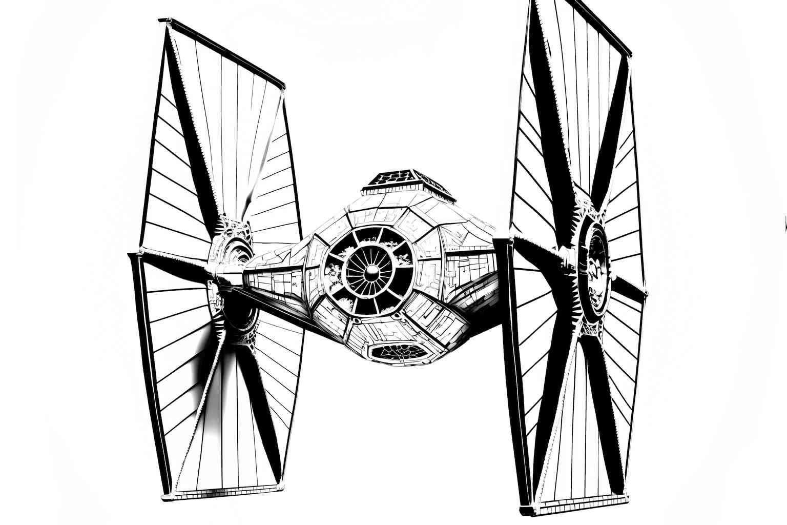 Kolorowanka Myśliwca Tie Fighter ze Star Wars do druku