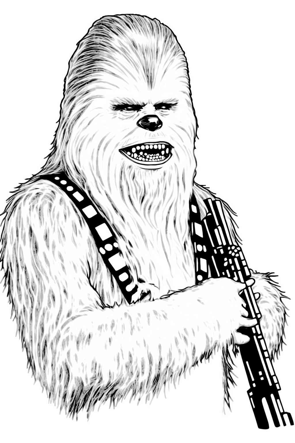 Kolorowanka Star Wars z portretem Chewbacci do druku