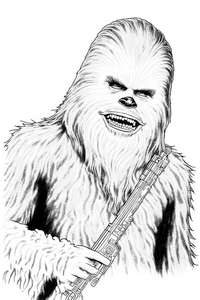 Chewbacca z laserem z gwiezdnych wojen jako kolorowanka do druku