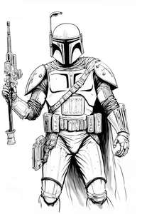 Realistyczny Boba Fett z uniwersum Star Wars do druku jako kolorowanka