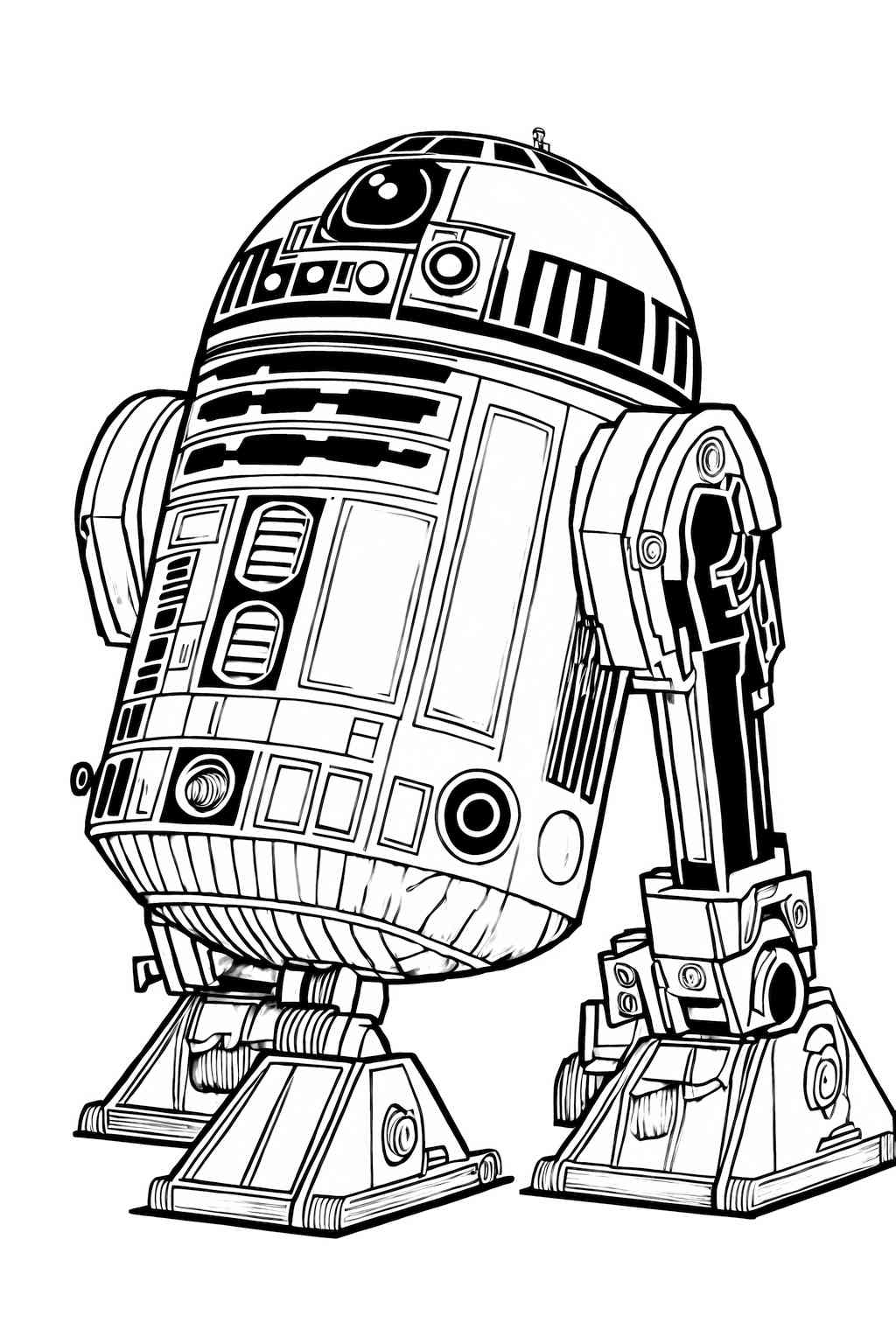 Kolorowanka R2D2 z uniwersum Star Wars, do druku dla dziecka