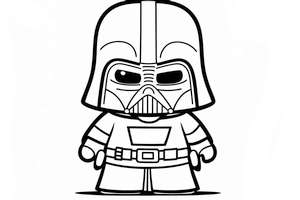 Kolorowanki dla dzieci z postacią Darth Vadera z Gwiezdnych Wojen do druku