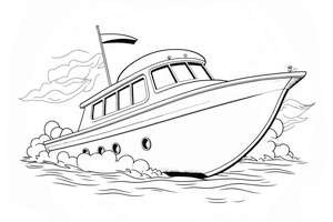 Wydrukuj i pokoloruj łodź motorową