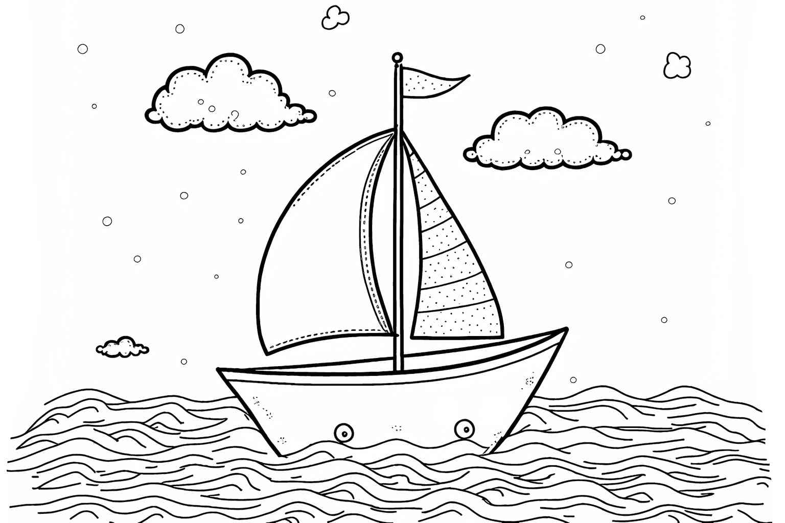 Kolorowanka do druku z małą żaglówką