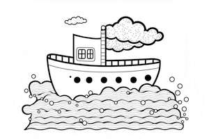 Kolorowanka z małym kutrem rybackim dla dzieci