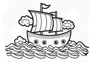 Zabawa z kolorem i rysunkiem dwumasztowca do druku