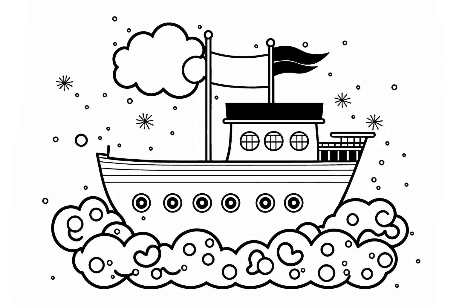 Kolorowanka statku dla dzieci do druku