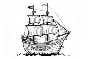 Zabawna kolorowanka Statek Piracki do druku dla maluchów